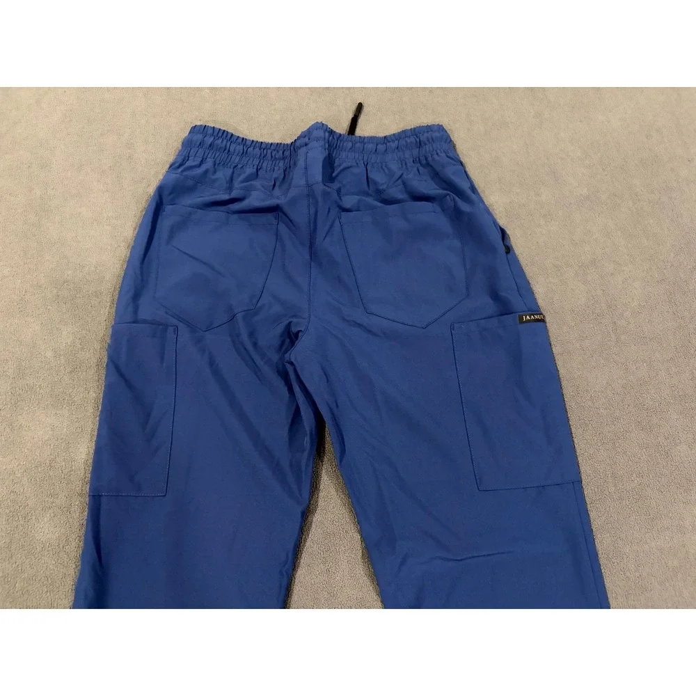 Jaanuu Cargo Scrub Pants Mens XS Blue Stretch Drawstring Waist Pockets Workwear